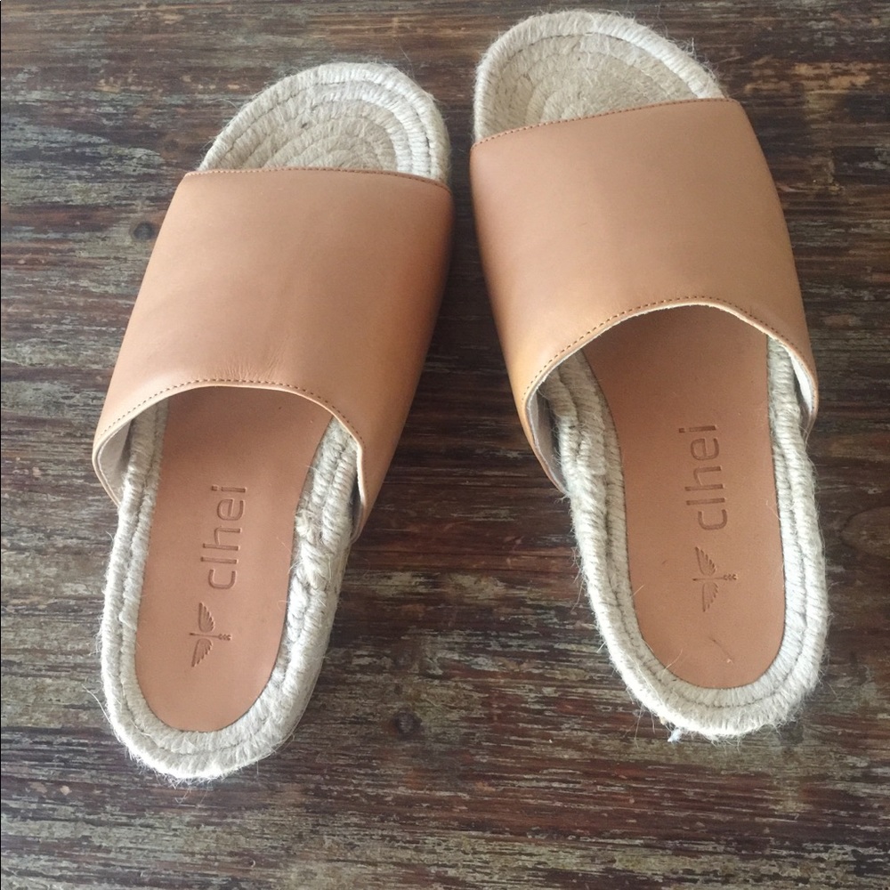 CLHEI leather slides.